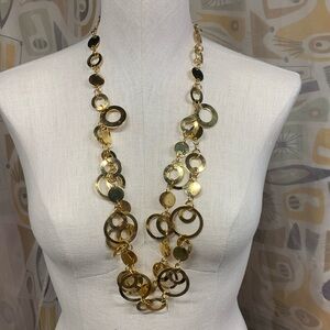 TANNER Signed Vintage Gold Tone Adjustable Circles Necklace